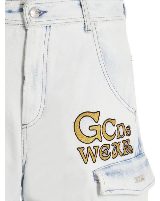 Gcds White Logo Shorts for men