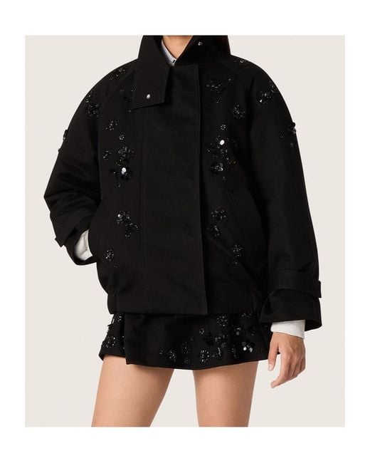 Golden Goose Deluxe Brand Black Floral Sequin Embroidery Oversized Jacket