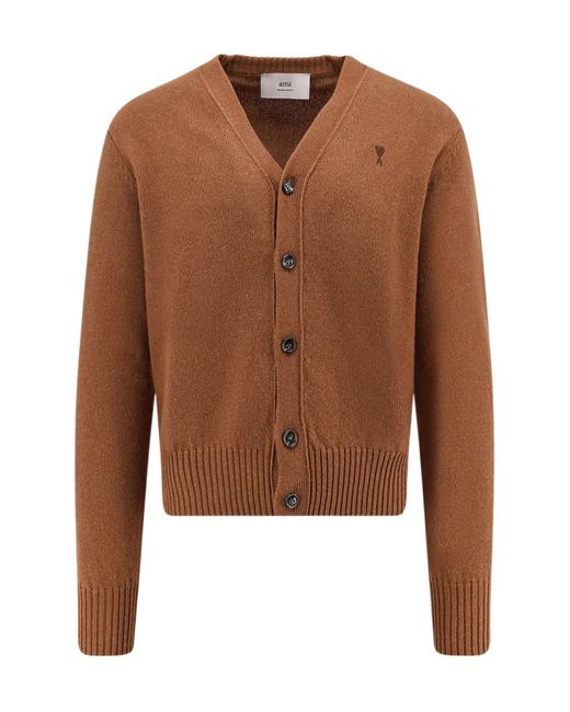 AMI Brown Cashmere Knitwear for men