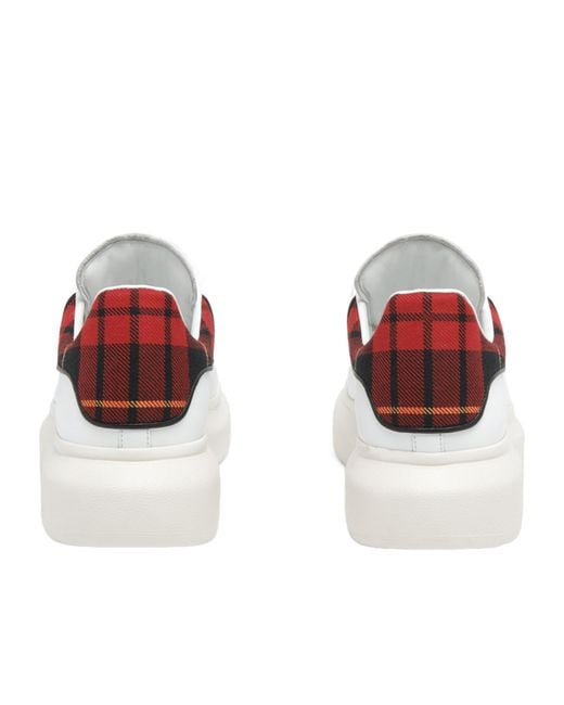 McQueen White Leather Tartan-Trim Oversized Sneakers for men