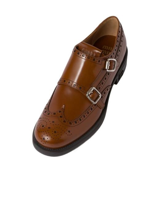 Miu Miu Brown X Church's Leather Brogue Shoes