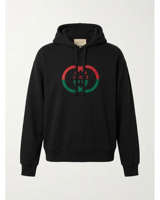 Gucci Black Interlocking G Drawstring Hoodie for men