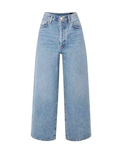 Goldsign Blue The Storey Cropped High-Rise Wide-Leg Jeans
