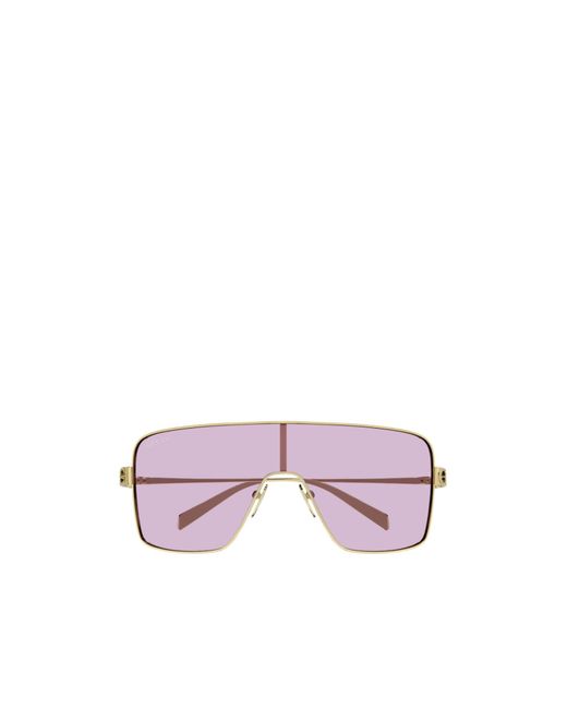 Gucci Purple Eyewear Crystal Logo Shield Sunglasses