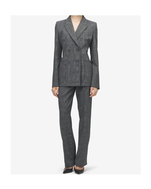 McQueen Gray Wool Double-Breasted Blazer