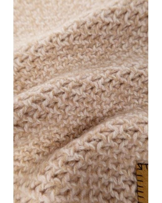 Chloé Natural Chloé Logo Patch Knitted Scarf