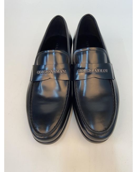 Giorgio Armani Black Logo Business Casual Shoes for men