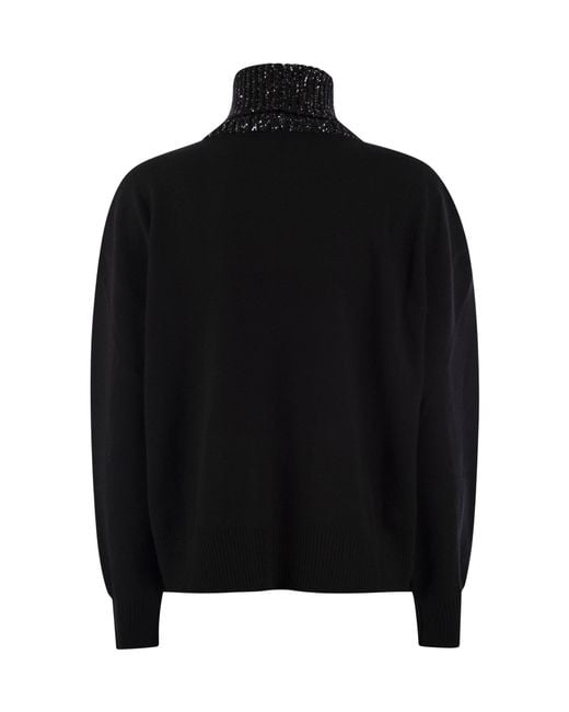 Fabiana Filippi Black Sequinned High Neck Knitted Jumper