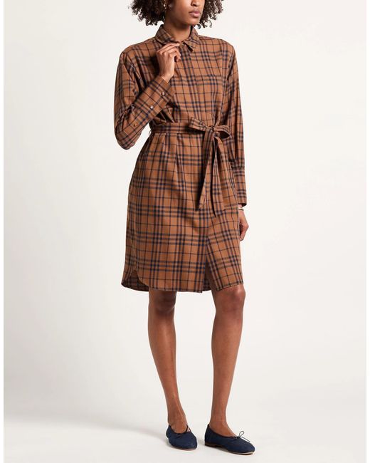Burberry Brown Printed Long Sleeve Shirt Dress