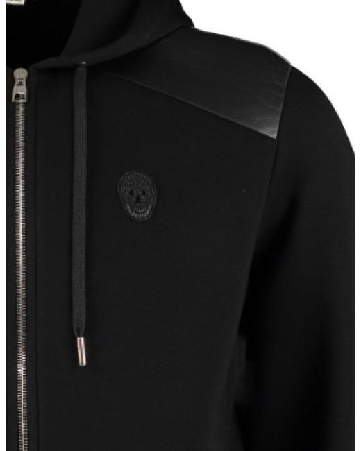 McQueen Black Hooded Zipper Casual Jacket for men