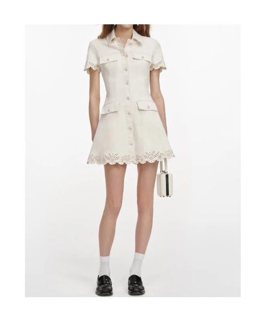 Self-Portrait White Broderie Mini Shirt Dress