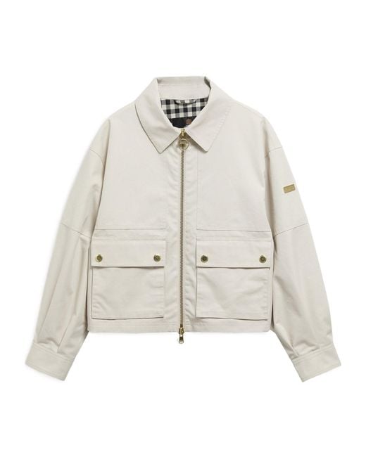 Barbour White Cropped Zipfront Utility Jacket