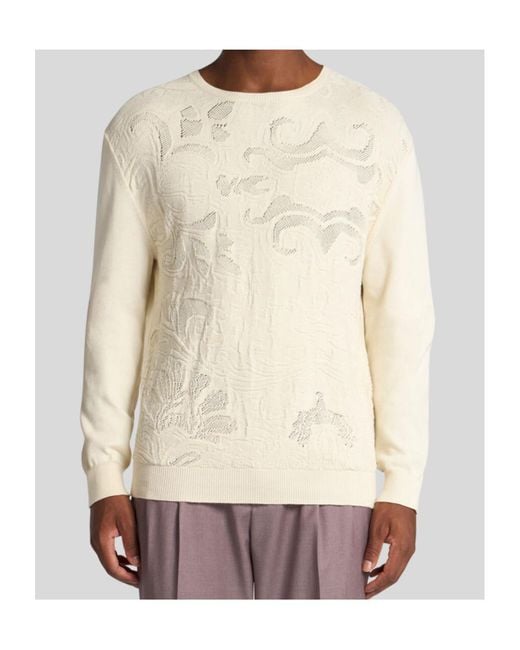 Etro White Patterned-Jacquard Crewneck Jumper for men