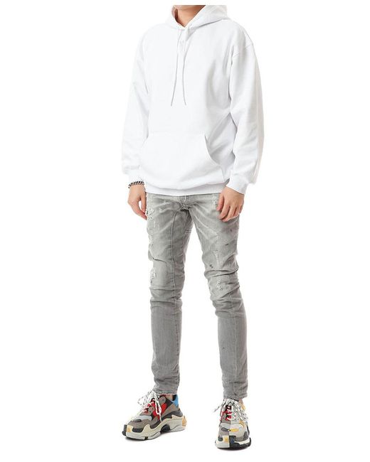 Balenciaga White Felpa Con Cappuccio