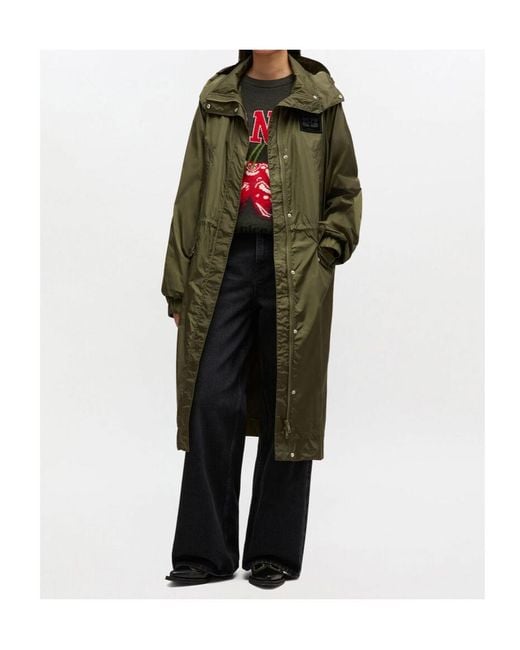 Ganni Green Hooded Parka Coat