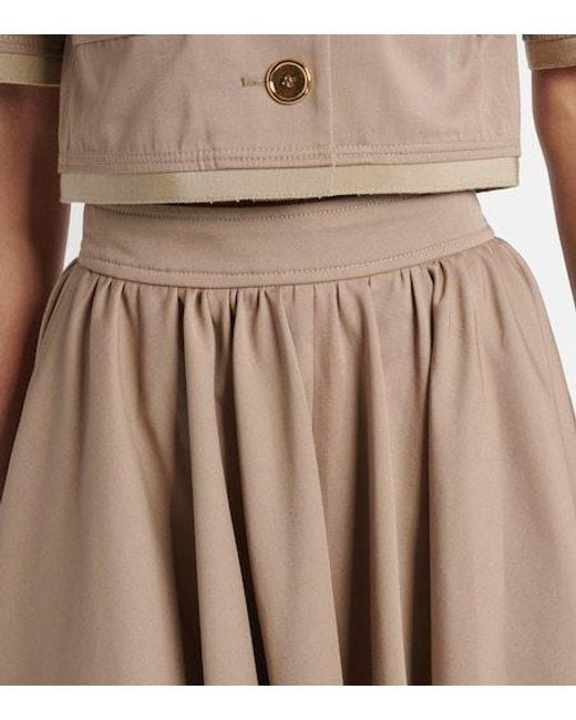 Patou Brown Gathered Cotton Gabardine Midi Skirt