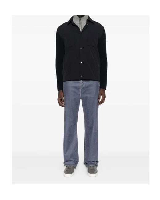 Herno Black Knitted-Sleeve Buttoned Jacket for men