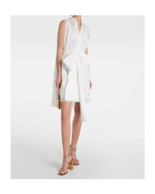 Erdem White Embroidered Cotton-Blend Minidress
