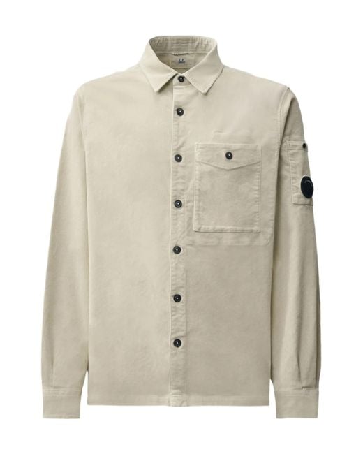 C P Company Natural Lens-Detail Chest-Pocket Shirt for men