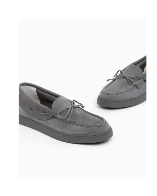 Giorgio Armani Gray Bow Detailed Slip-On Loafers for men