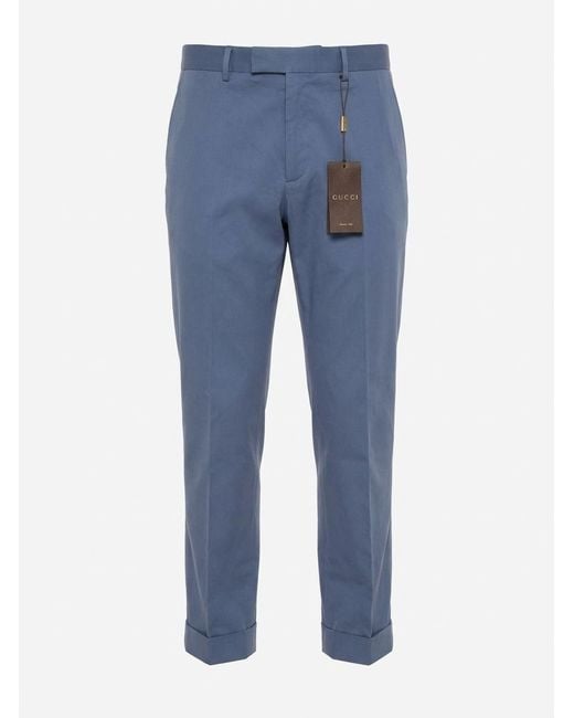 Gucci Blue Logo Casual Pants for men
