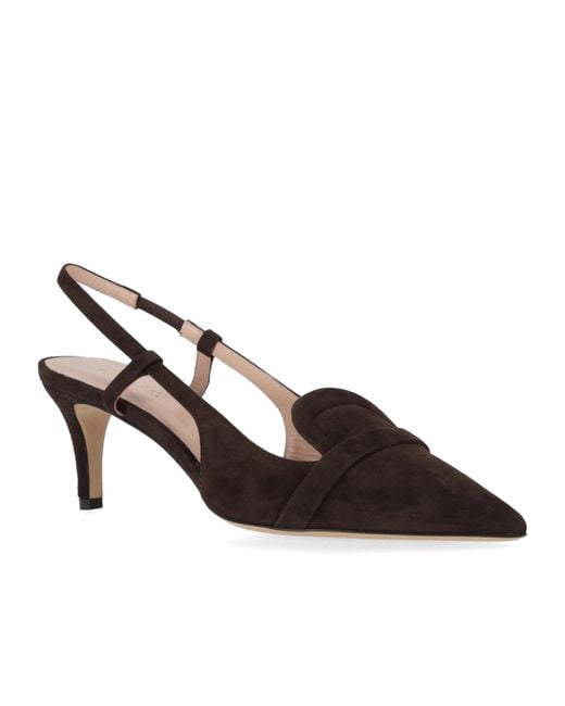 P.A.R.O.S.H. Brown Pointed Toe Slingback Pumps