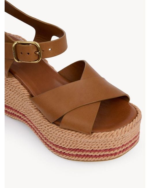 Chloé Brown Chloé Logo Wedge Heeled Sandals