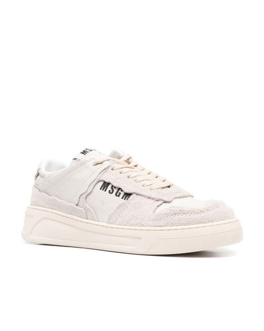 MSGM Natural Logo Printed Low-Top Sneakers for men