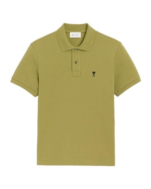 AMI Green Ami Ami De Coeur Short Sleeved Polo Shirt for men