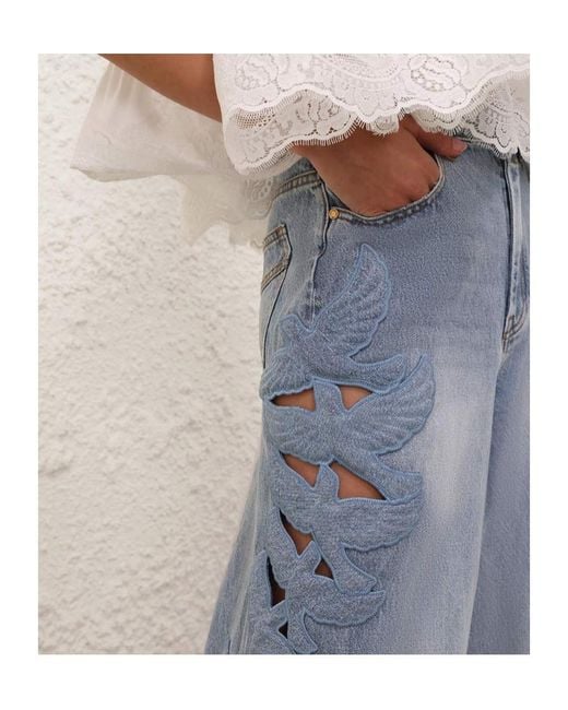 Zimmermann Blue Alchemy Embroidered Wide-Leg Jeans