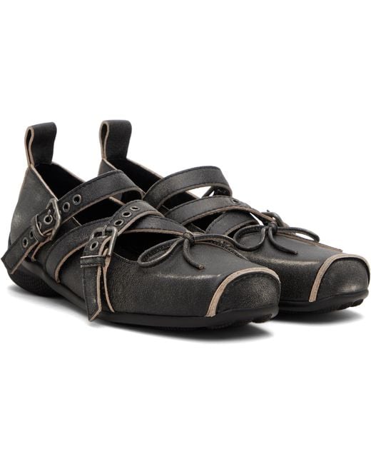 OPEN YY Black Cross-Strap Ballet Flats