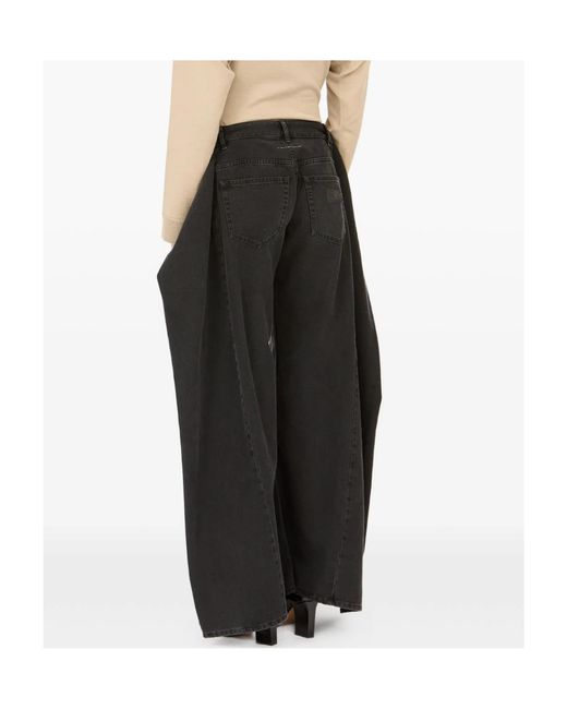 MM6 by Maison Margiela Black Wide-Leg Draped Jeans