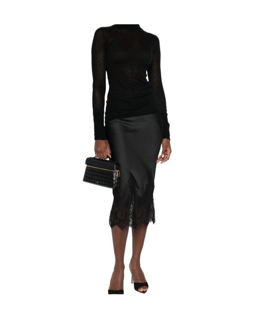 Elisabetta Franchi Black Sheer Turtleneck Knitted Sweater
