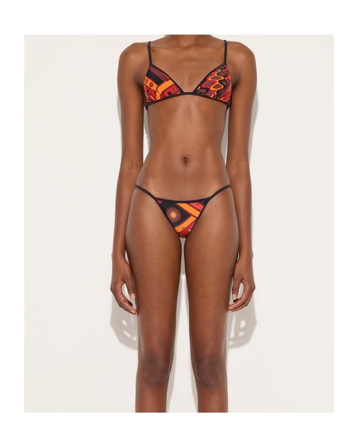 Emilio Pucci Brown Pucci Vivara Triangle Bikini Top Beachwear