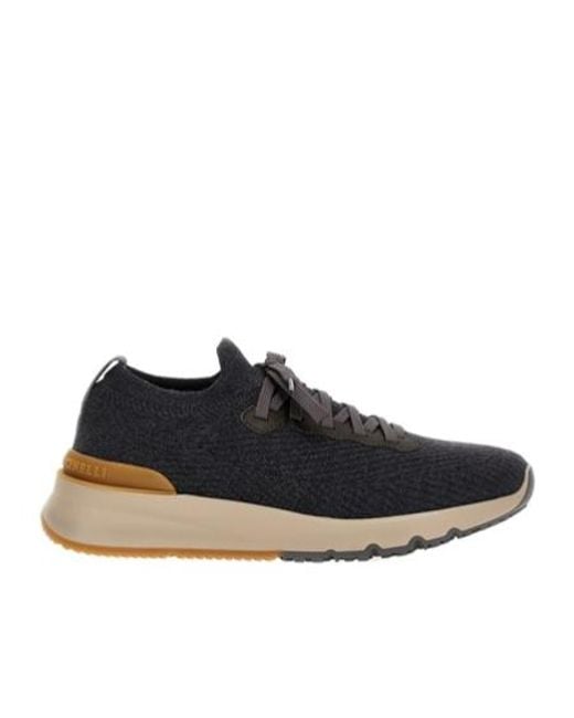 Brunello Cucinelli Blue Knitted Sock Sneakers for men
