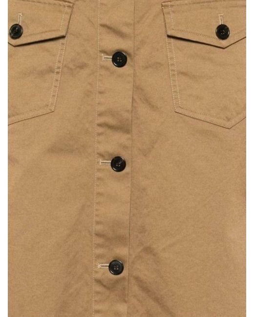 Saint Laurent Natural Twill Midi Skirt