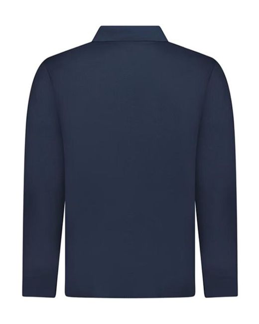 Burberry Blue Hidden Plaid Long-Sleeve Polo Shirt for men