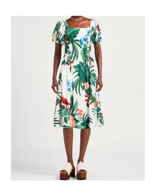 Farm Rio Green Short-Sleeved Dress