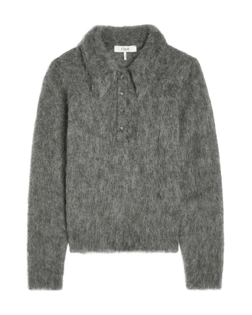 Chloé Gray Wool-Blend Knit Sweater