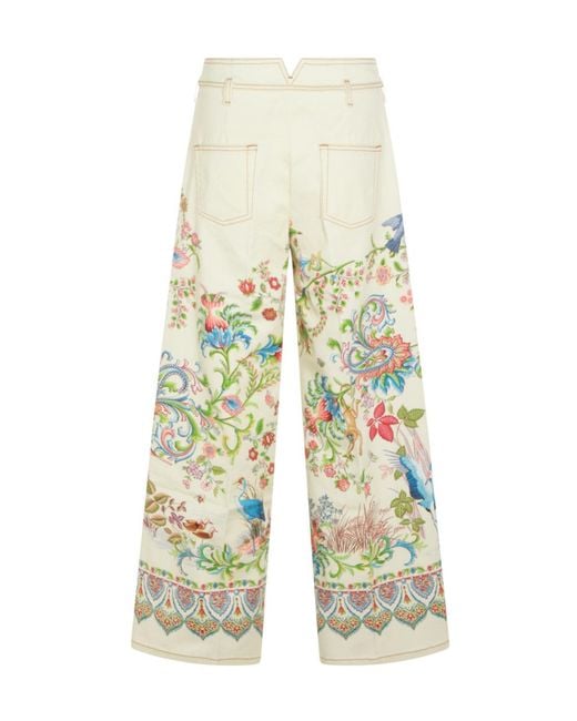 Etro White Printed Wide-Leg Jeans