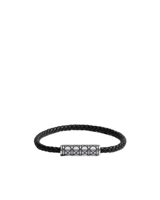 Dior White Cannage Woven Leather Bracelet for men