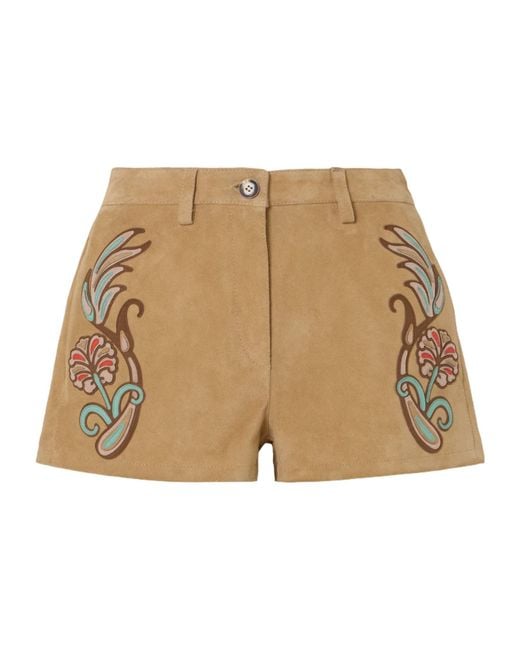Etro Natural Embroidered Shorts
