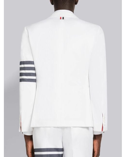 Thom Browne White Striped Single-Breasted Blazer for men