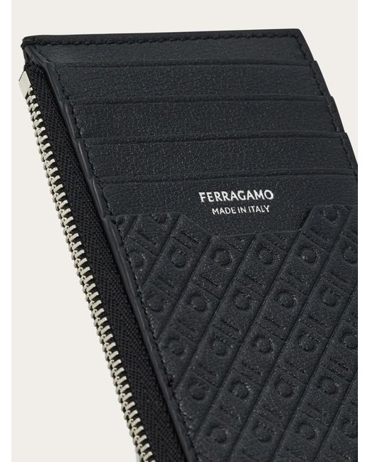 Ferragamo Black Ferragamo Logo Stamp Card Case for men