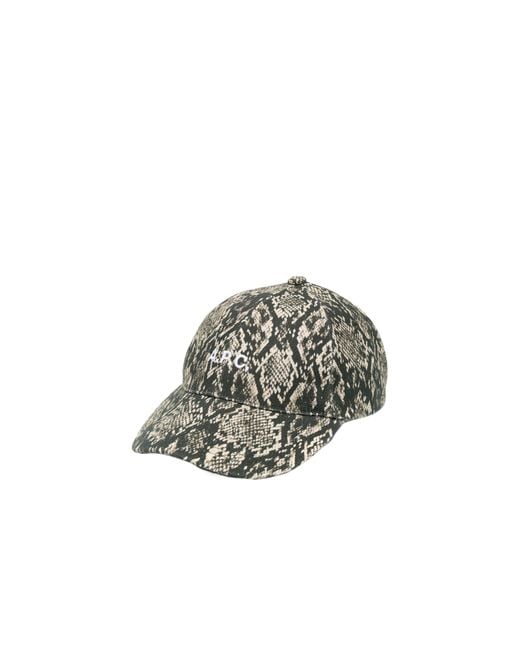 A.P.C. White Snake-Print Canvas Cap for men