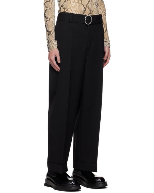Jil Sander Black Straight-Leg Pleat-Detailed Belted Trousers for men