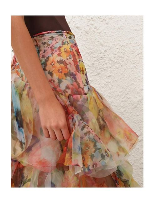Zimmermann White Luna Ruffled Maxi Skirt