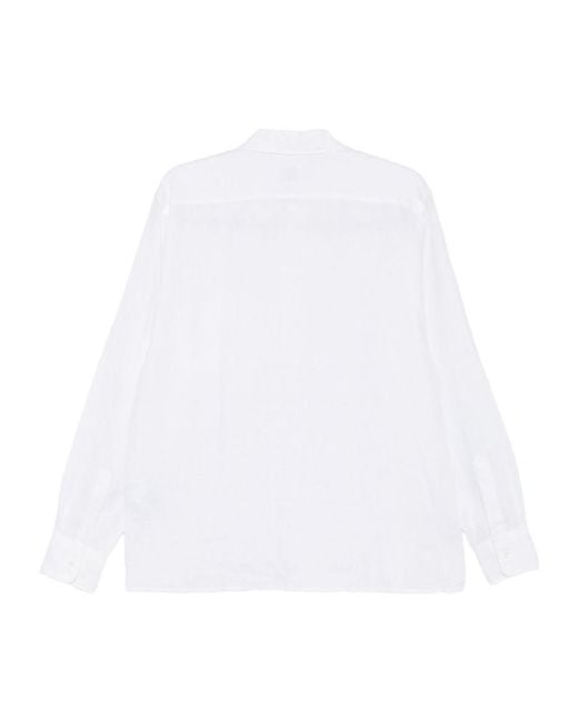 Aspesi White Half-Button Long-Sleeved Shirt for men