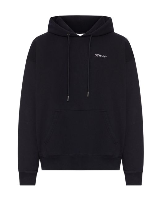 Off-White c/o Virgil Abloh Blue Logo Printed Drawstring Hoodie for men