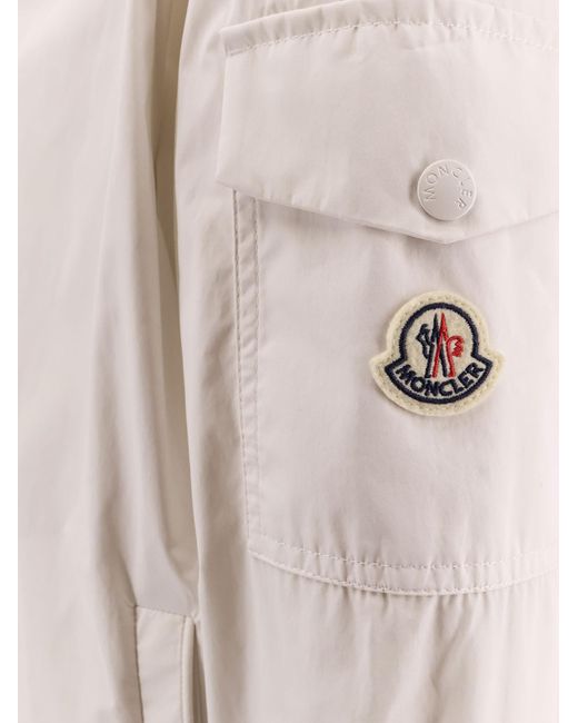 Moncler White Logo Patch Zip-Up Hooded Jacket for men